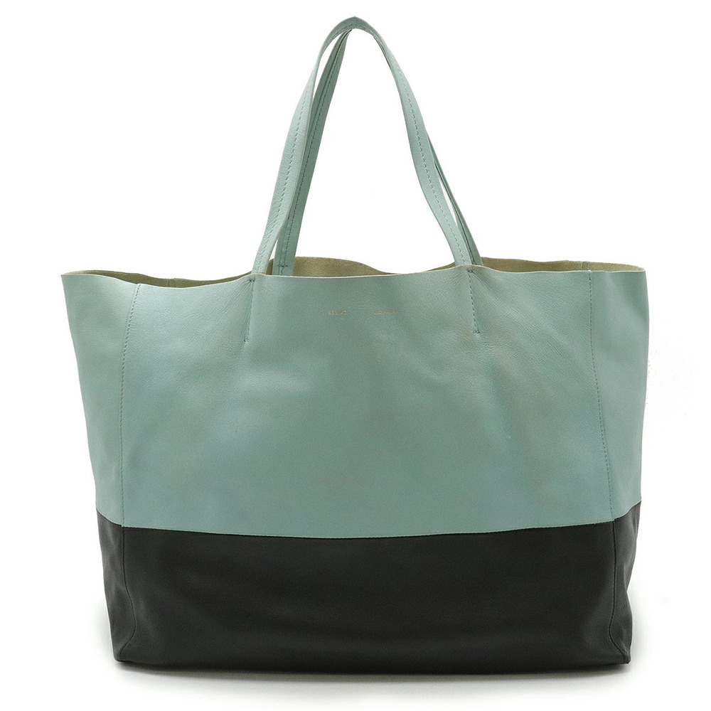 Celine Horizontal Cabas Tote Bag Shoulder Two Tone Calf Leather Black Blue